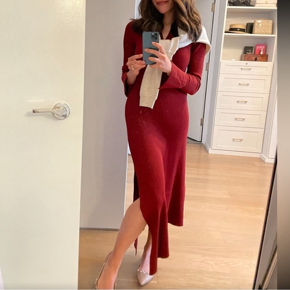 ALC Assymetric Ribbed Midi Dress sz S - Picture 2 of 3